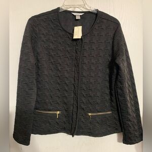 Christopher & Banks Textured Black Blazer with Gold Accents NWT